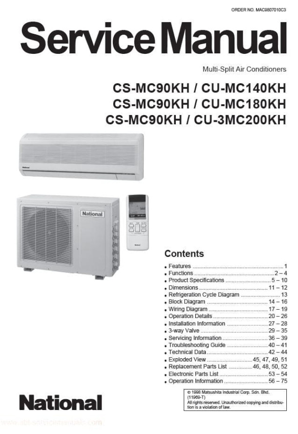 CS-MC90KH, CU-MC140KH, CU-MC180KH, CU-3MC200KH